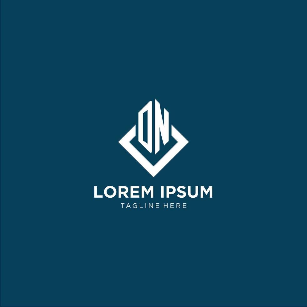 Initial DN logo square rhombus with lines, modern and elegant logo design vector