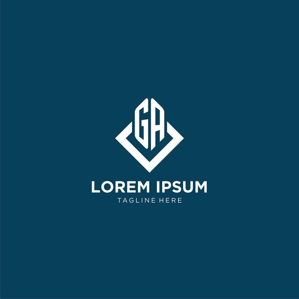 Initial GA logo square rhombus with lines, modern and elegant logo design vector