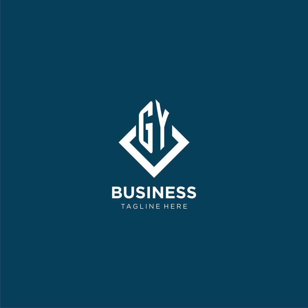 Initial GY logo square rhombus with lines, modern and elegant logo design vector