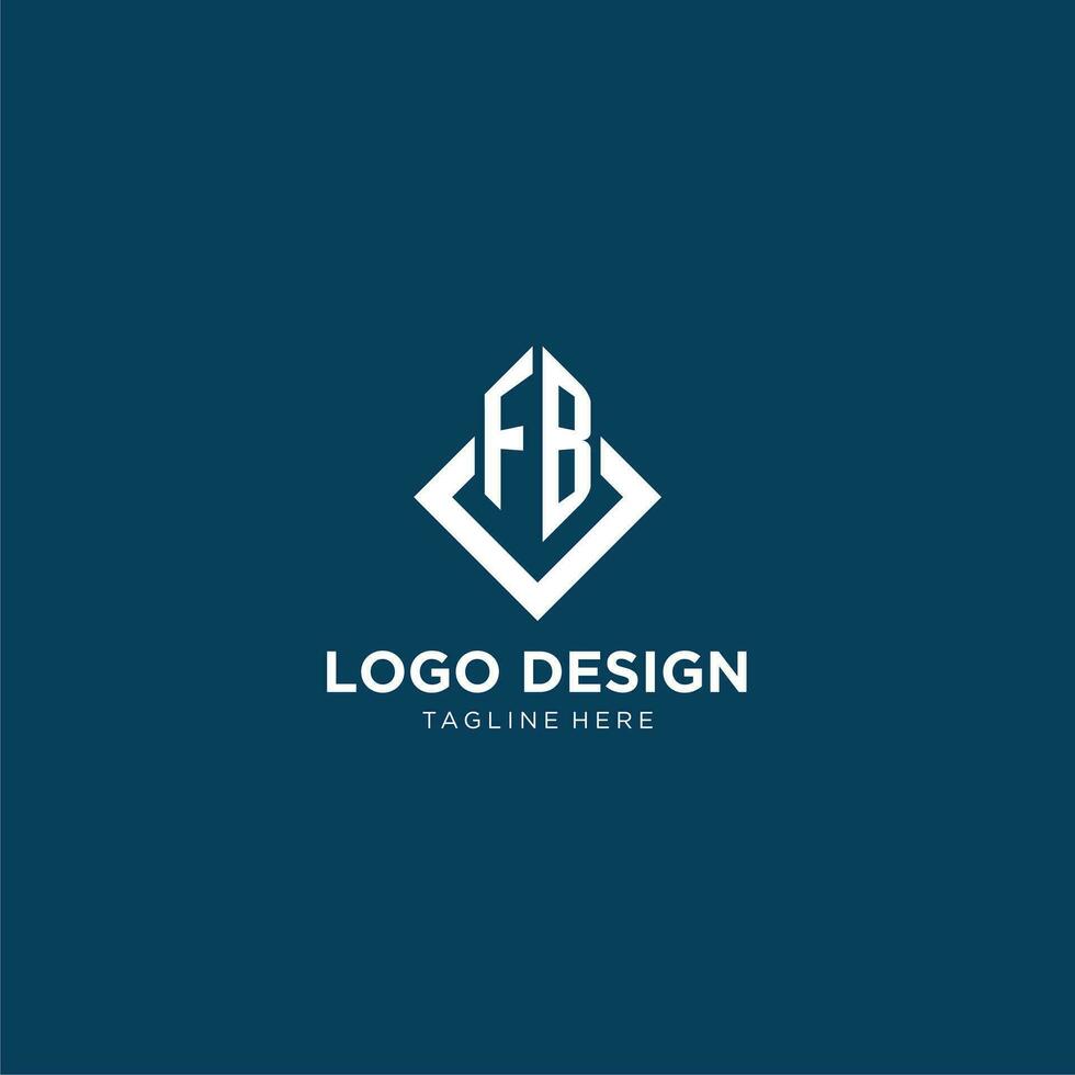 Initial FB logo square rhombus with lines, modern and elegant logo design vector