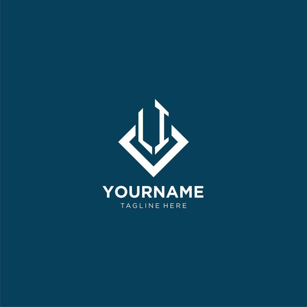 Initial LI logo square rhombus with lines, modern and elegant logo design vector