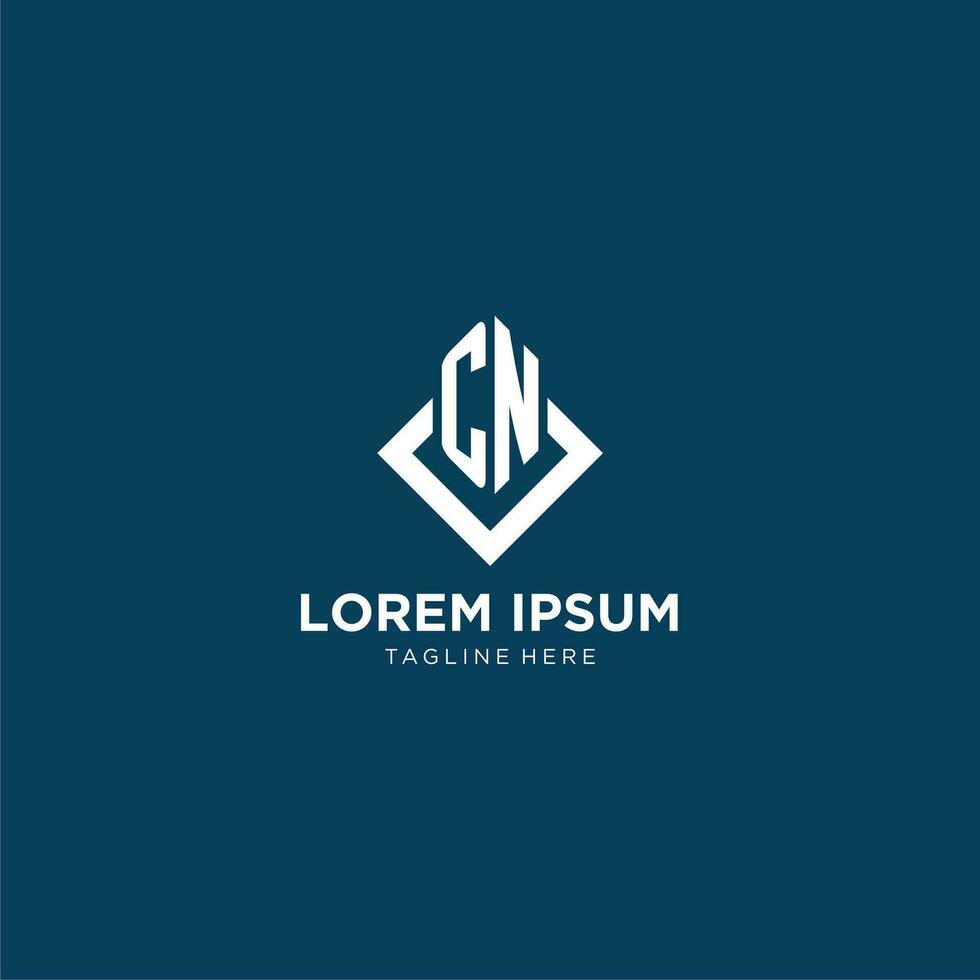 Initial CN logo square rhombus with lines, modern and elegant logo design vector