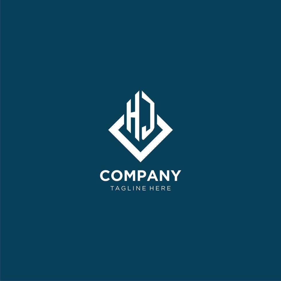 Initial HJ logo square rhombus with lines, modern and elegant logo design vector