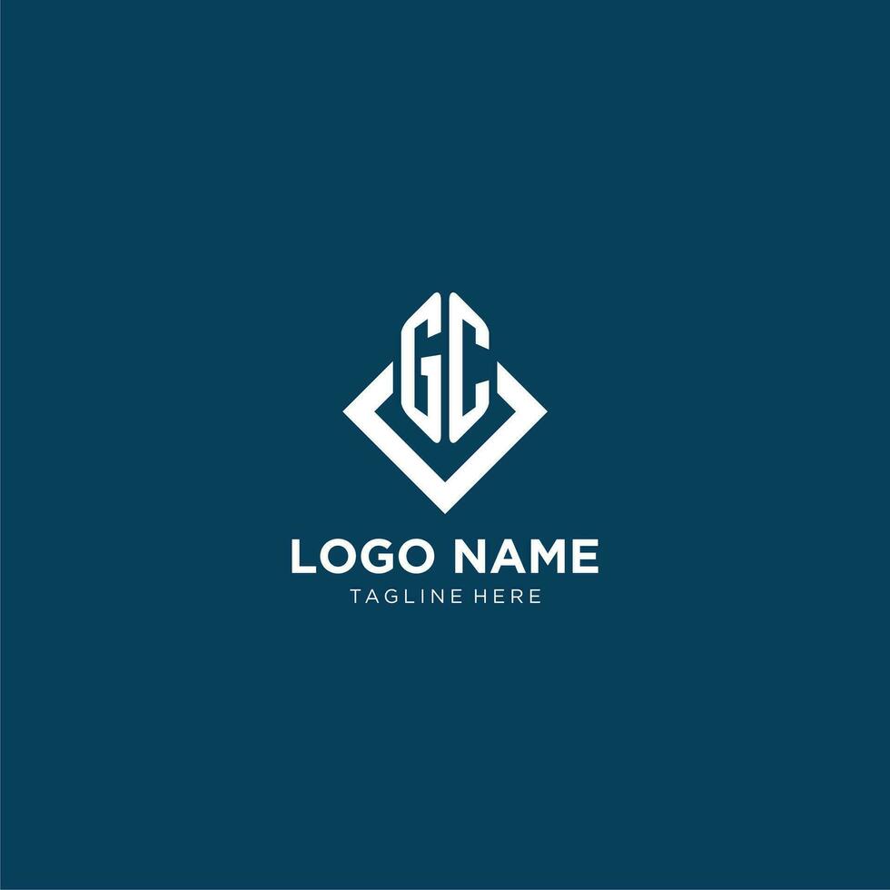 Initial GC logo square rhombus with lines, modern and elegant logo design vector