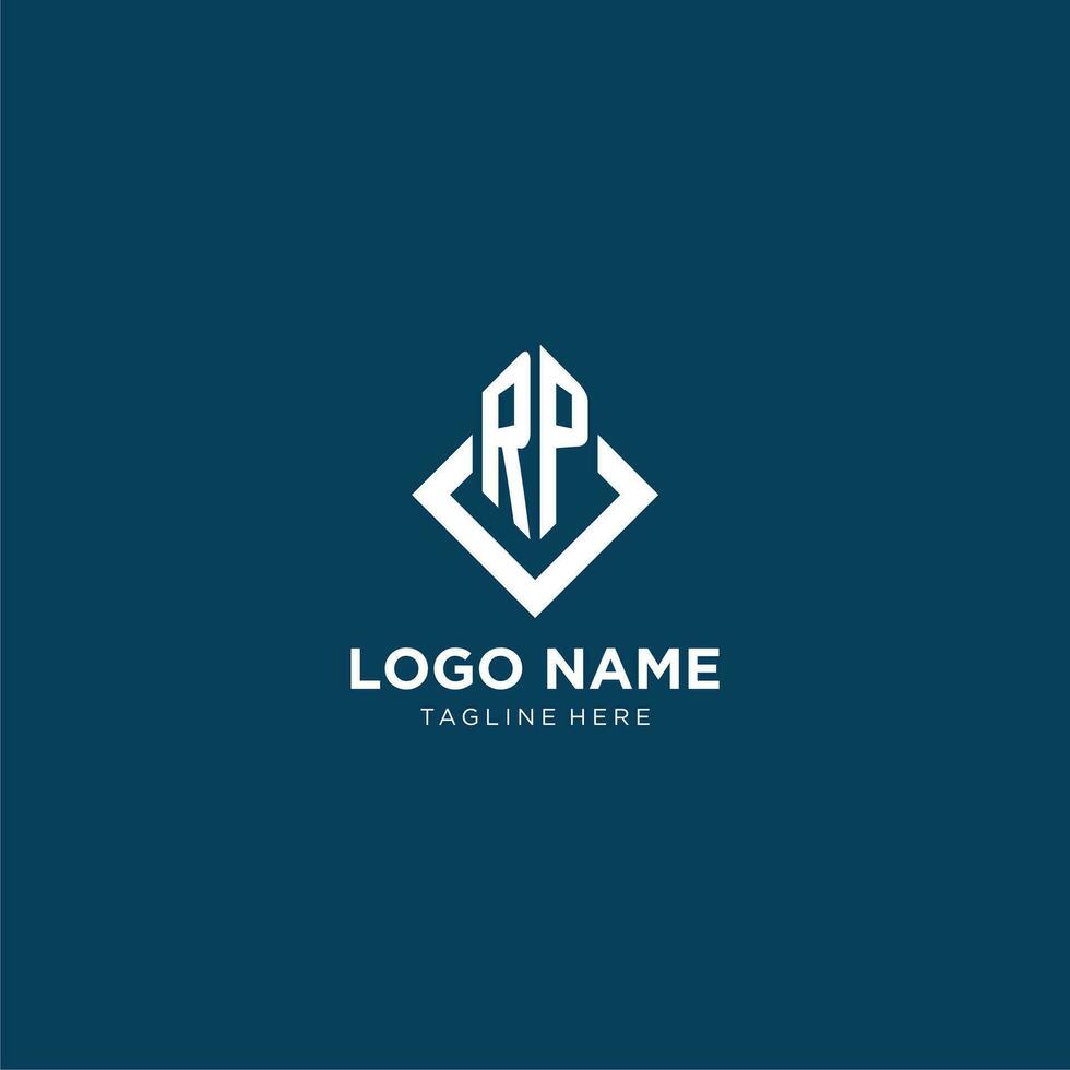 Initial RP logo square rhombus with lines, modern and elegant logo design vector