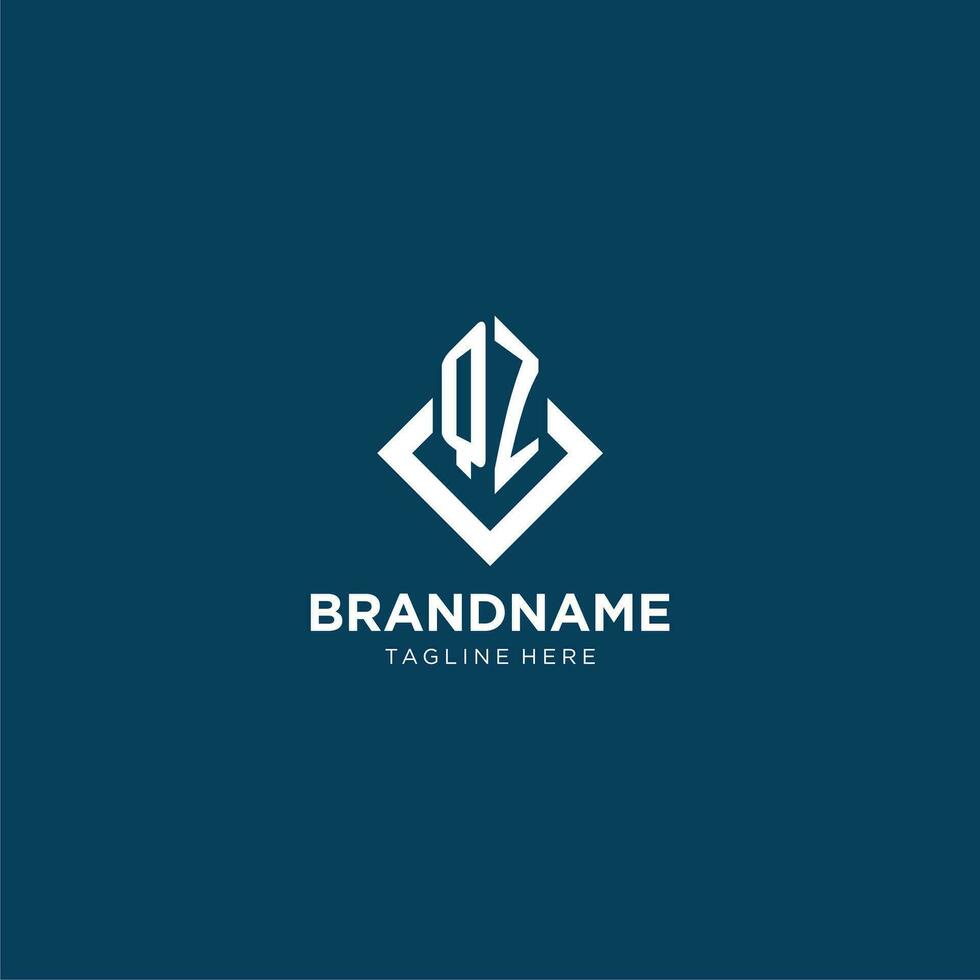 Initial QZ logo square rhombus with lines, modern and elegant logo design vector