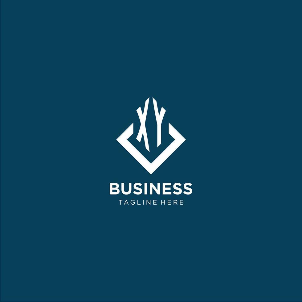 Initial XY logo square rhombus with lines, modern and elegant logo design vector