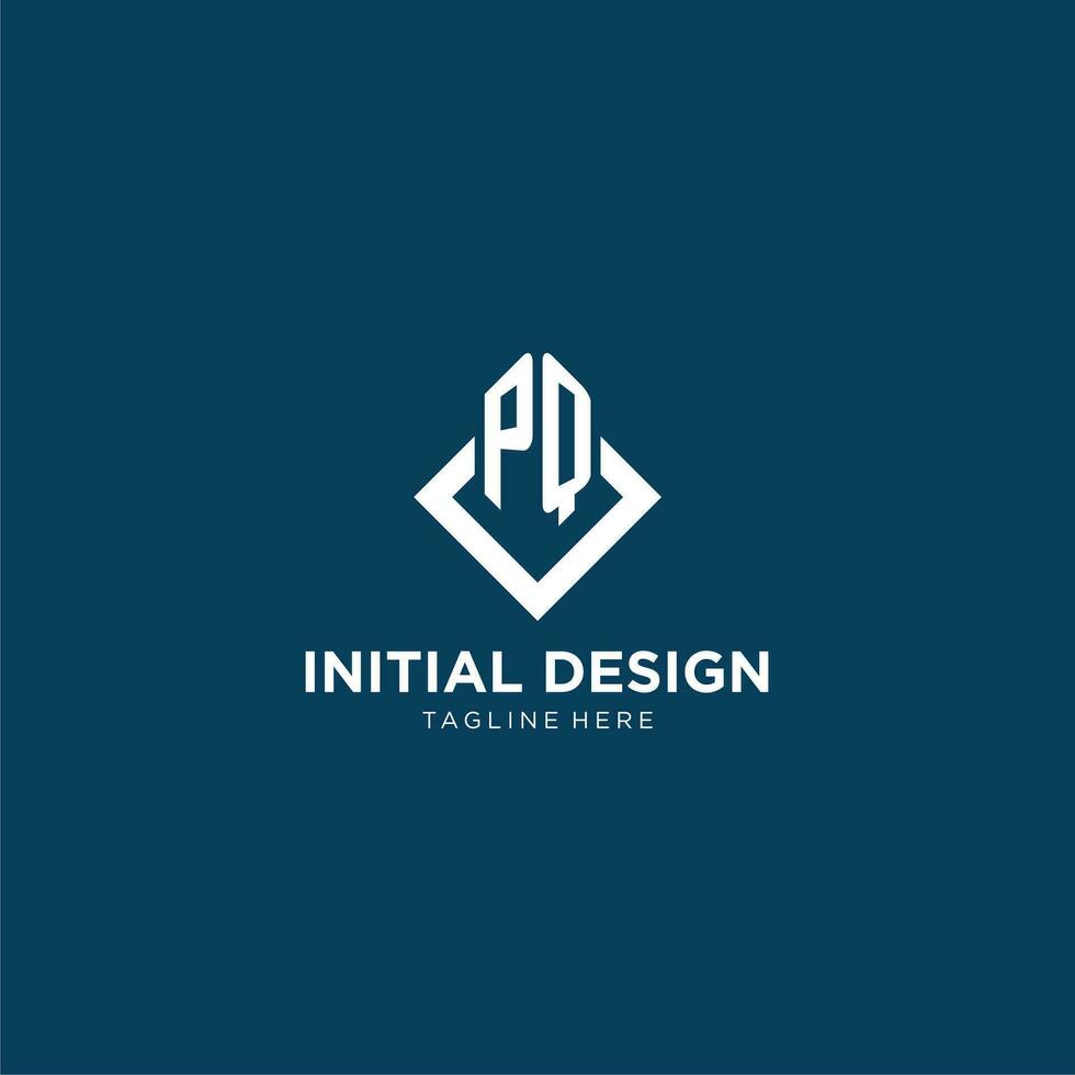 Initial PQ logo square rhombus with lines, modern and elegant logo design vector