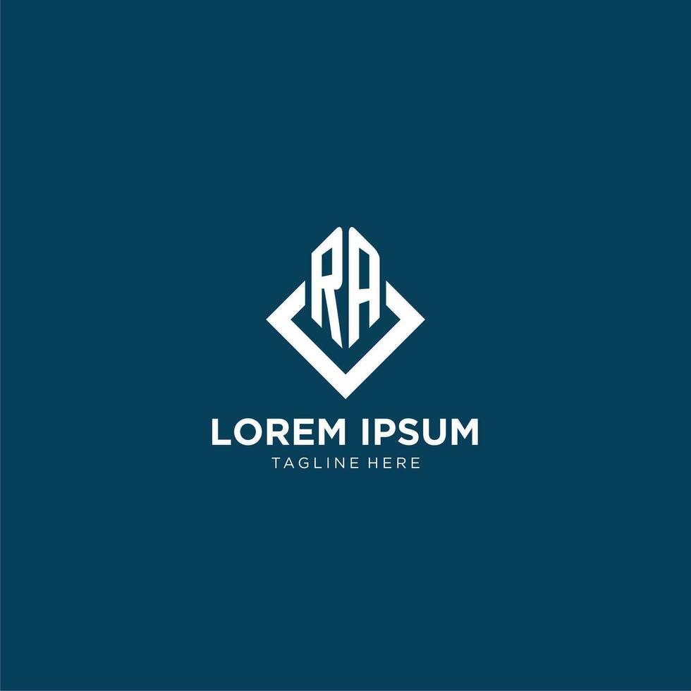 Initial RA logo square rhombus with lines, modern and elegant logo design vector