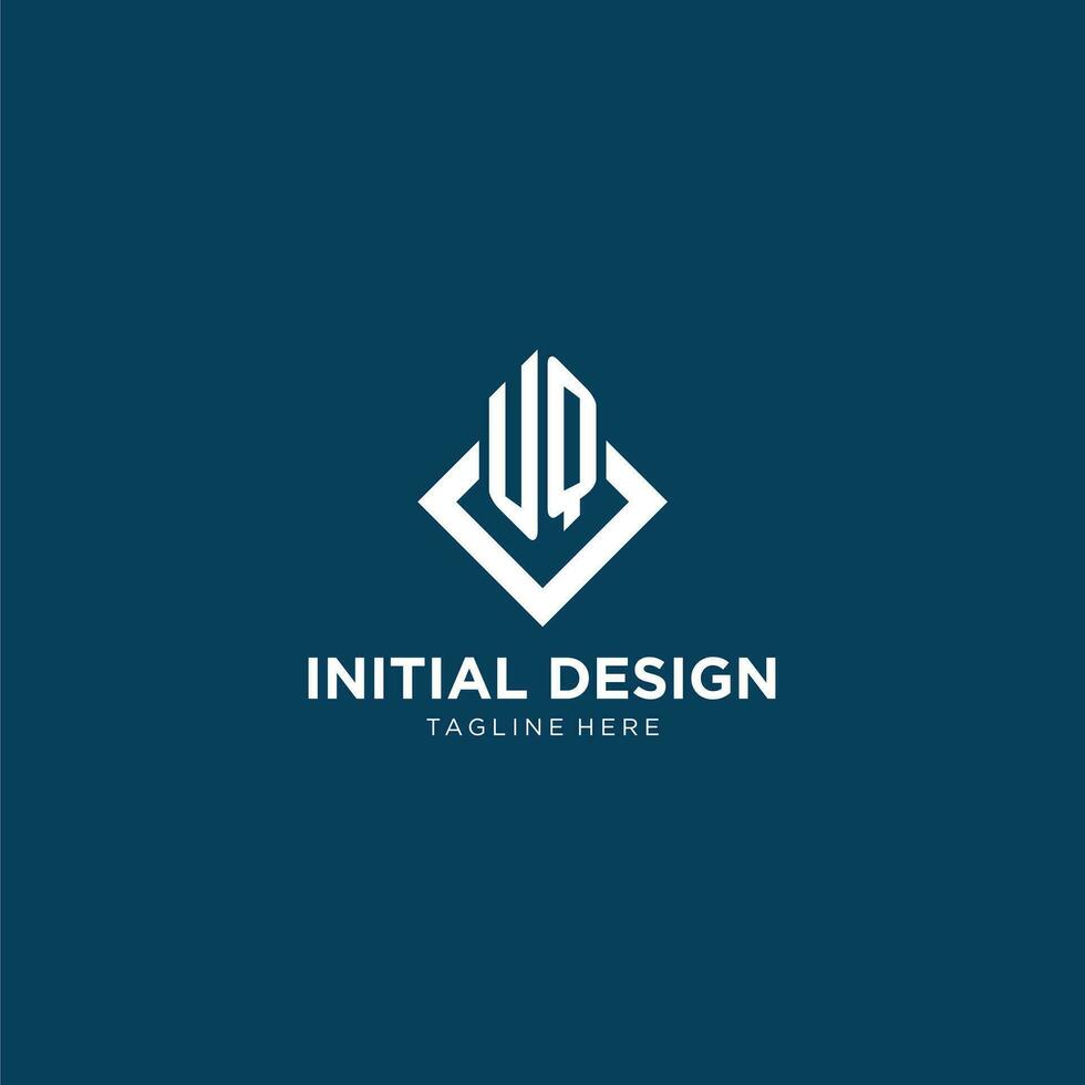 Initial UQ logo square rhombus with lines, modern and elegant logo design vector