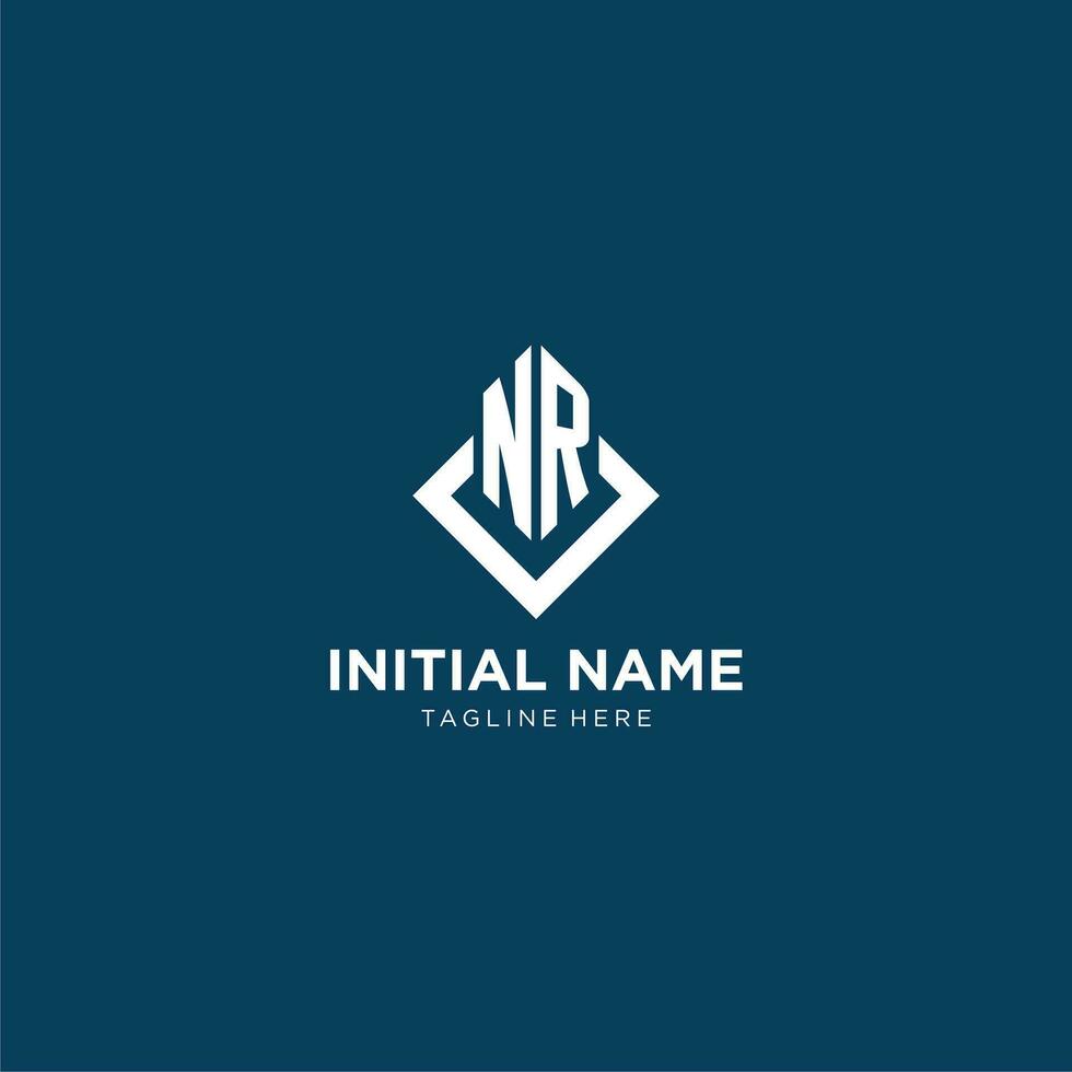 Initial NR logo square rhombus with lines, modern and elegant logo design vector