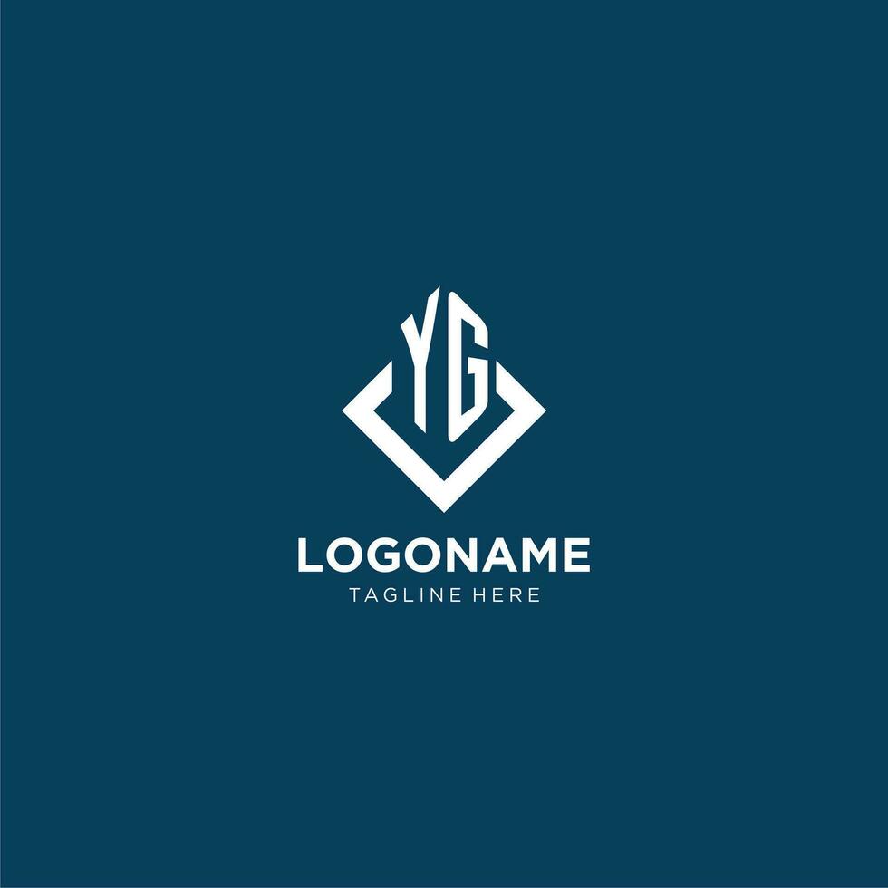 Initial YG logo square rhombus with lines, modern and elegant logo design vector