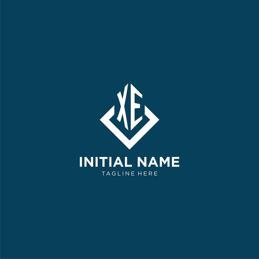 Initial XE logo square rhombus with lines, modern and elegant logo design vector
