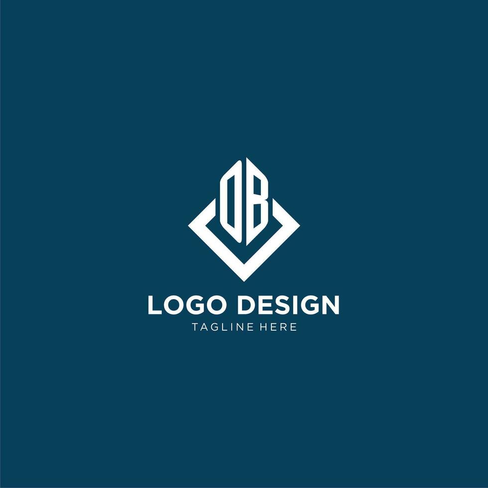 Initial OB logo square rhombus with lines, modern and elegant logo design vector