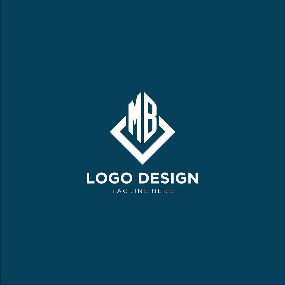 Initial MB logo square rhombus with lines, modern and elegant logo design vector