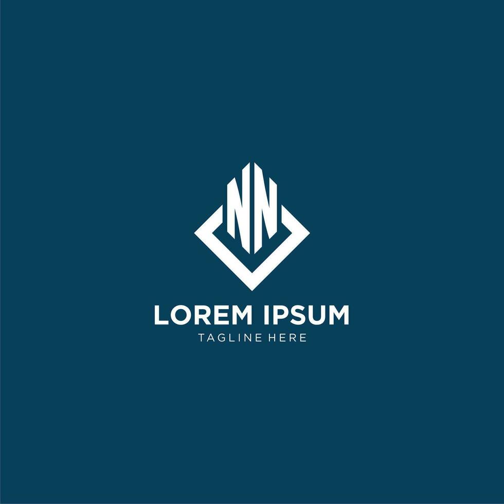 Initial NN logo square rhombus with lines, modern and elegant logo design vector