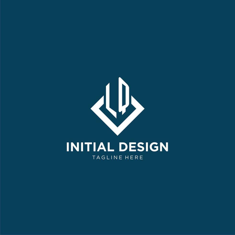 Initial LQ logo square rhombus with lines, modern and elegant logo design vector