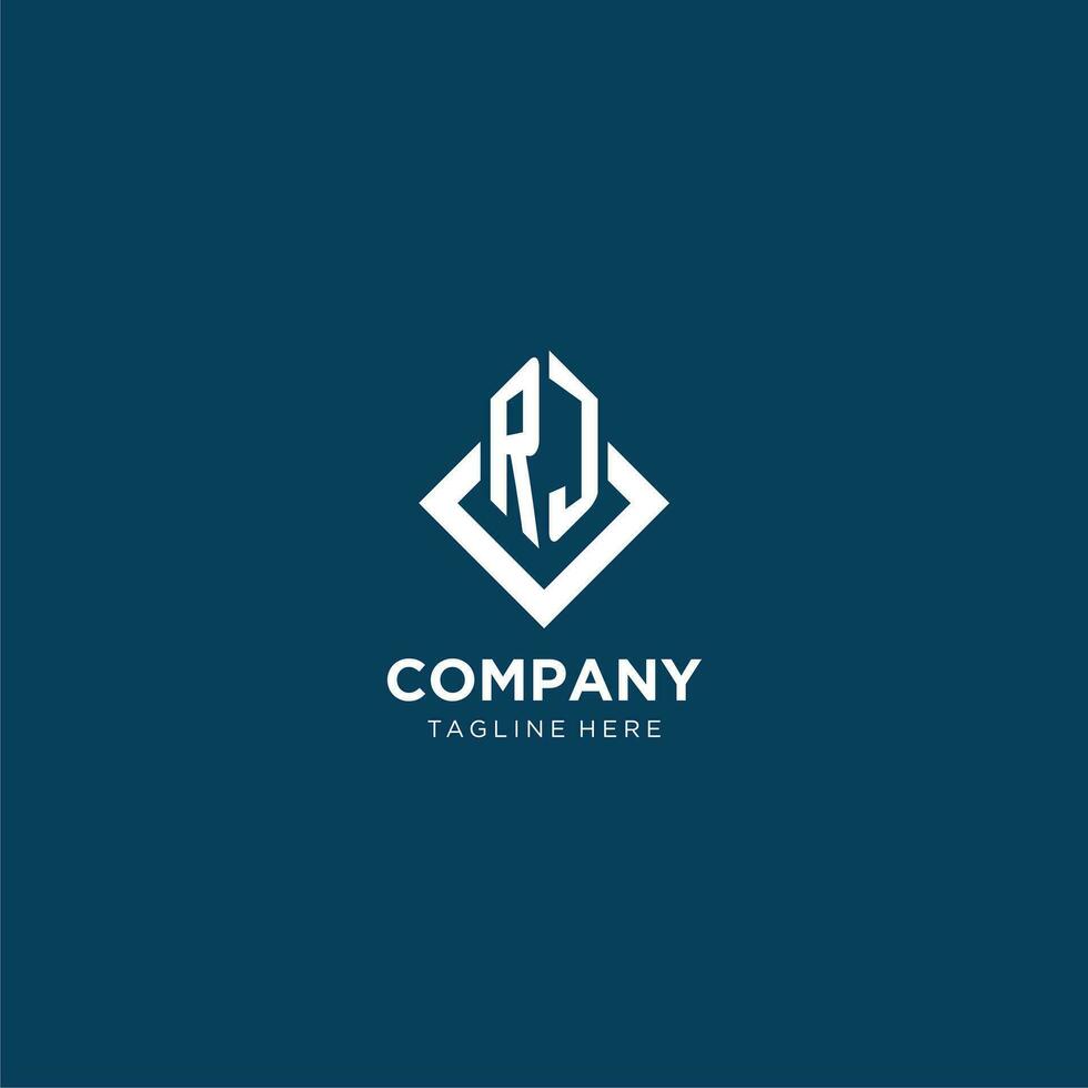 Initial RJ logo square rhombus with lines, modern and elegant logo design vector