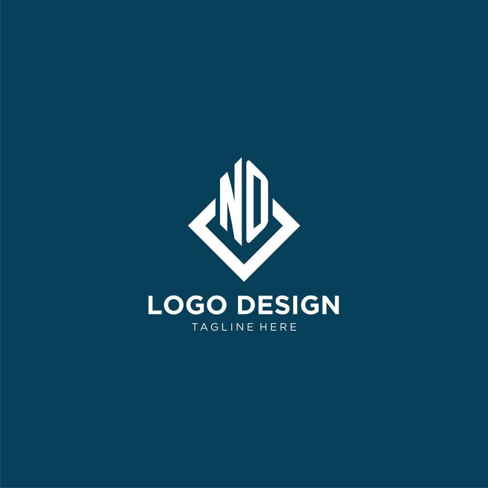 Initial NO logo square rhombus with lines, modern and elegant logo design vector