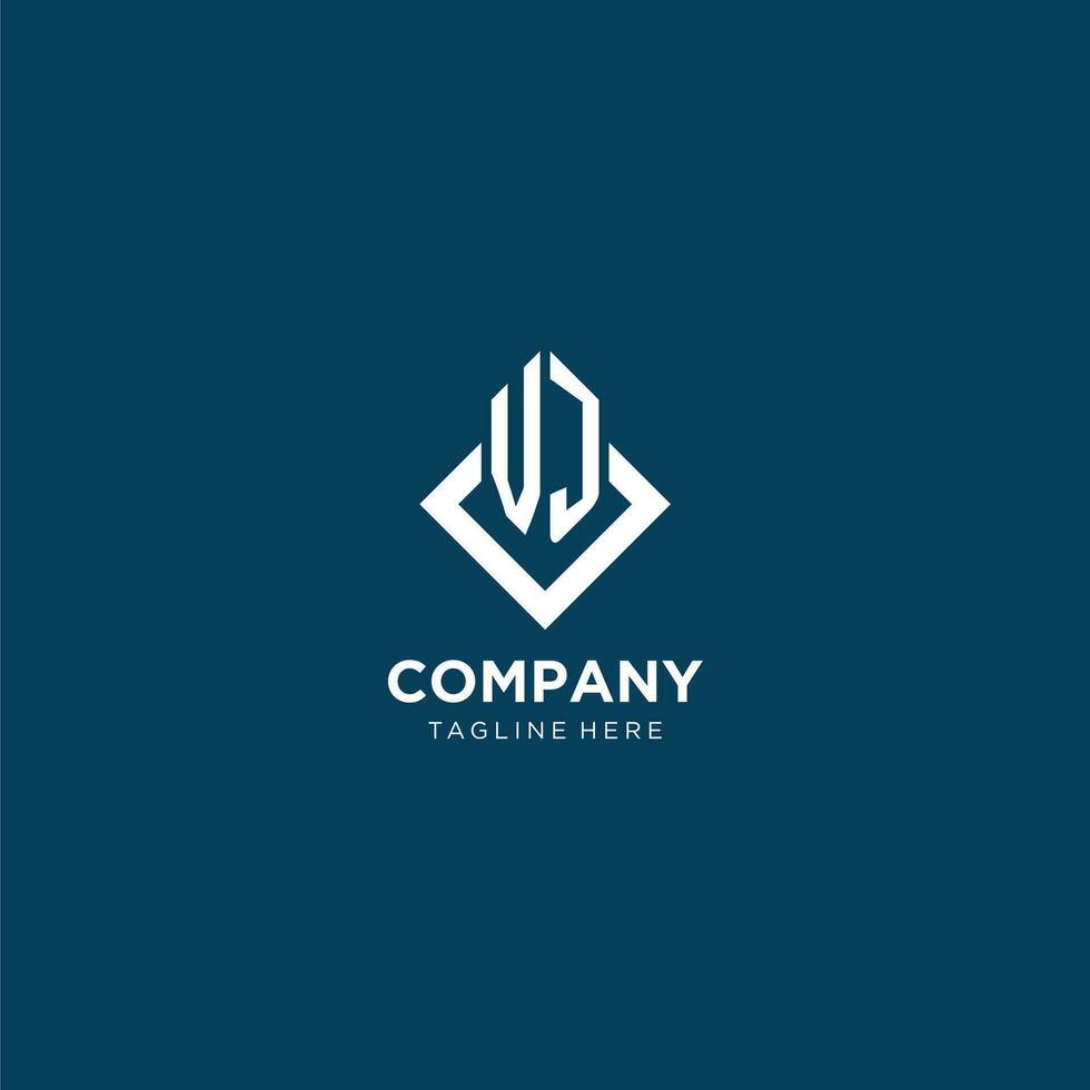 Initial VJ logo square rhombus with lines, modern and elegant logo design vector