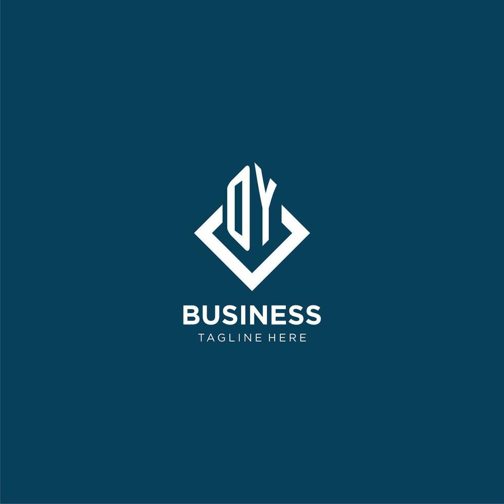 Initial OY logo square rhombus with lines, modern and elegant logo design vector