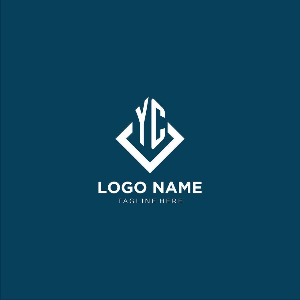 Initial YC logo square rhombus with lines, modern and elegant logo design vector