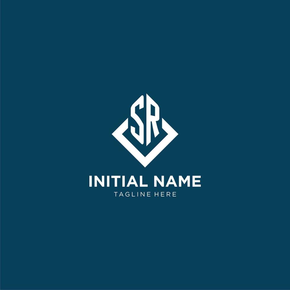 Initial SR logo square rhombus with lines, modern and elegant logo design vector
