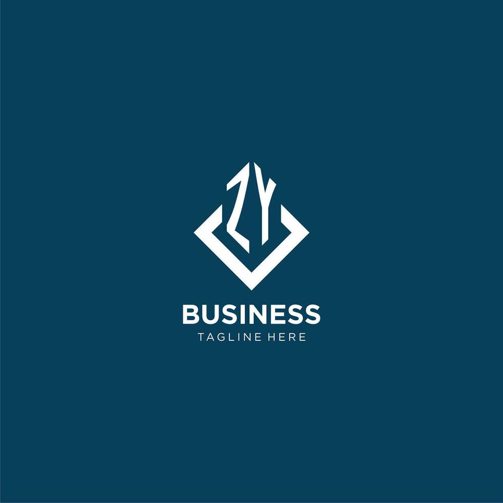 Initial ZY logo square rhombus with lines, modern and elegant logo design vector