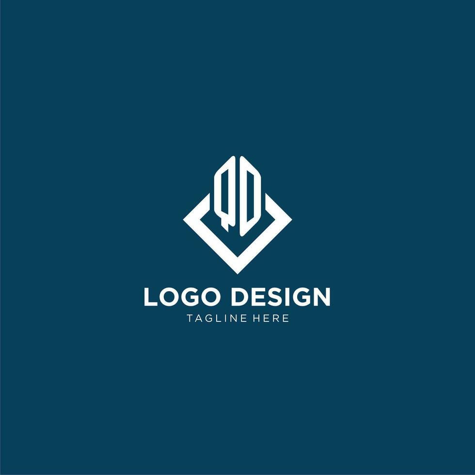 Initial QO logo square rhombus with lines, modern and elegant logo design vector