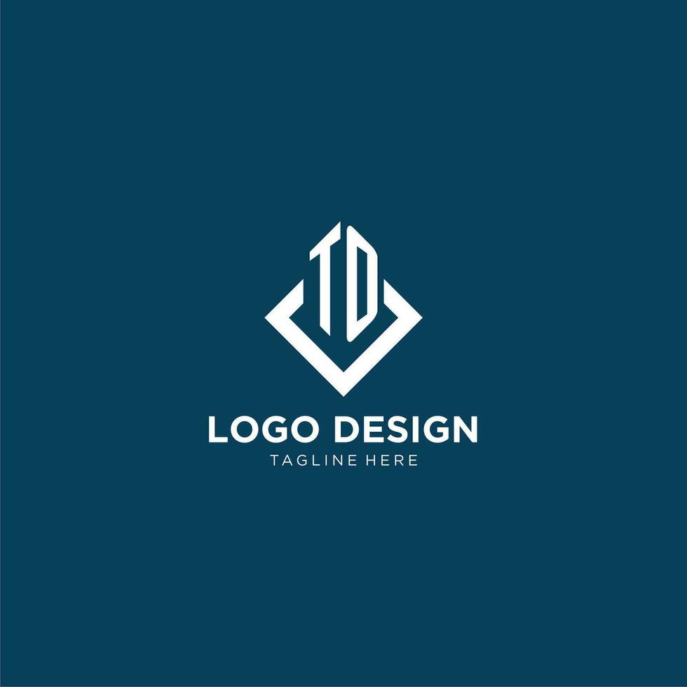 Initial TO logo square rhombus with lines, modern and elegant logo design vector