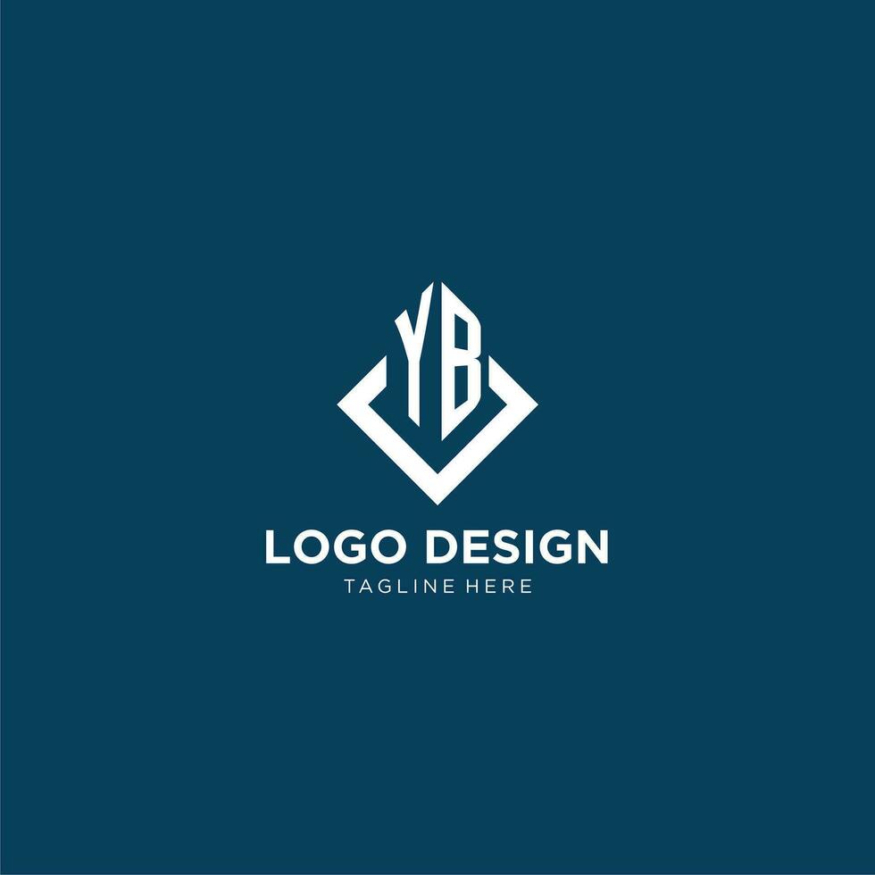 Initial YB logo square rhombus with lines, modern and elegant logo design vector