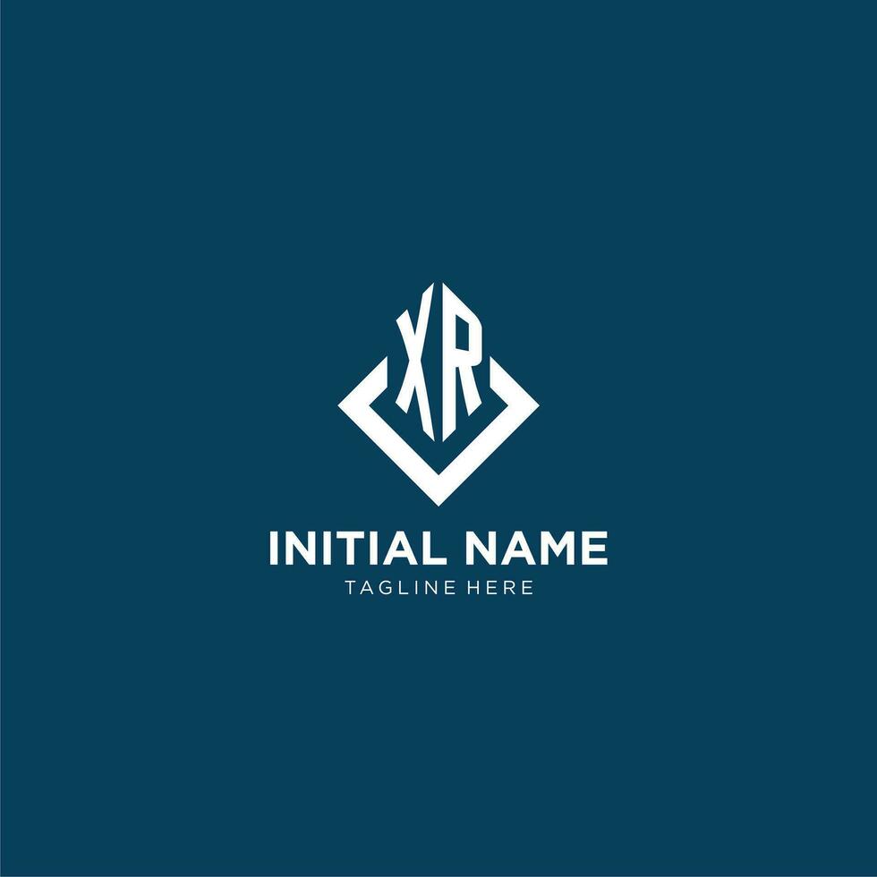 Initial XR logo square rhombus with lines, modern and elegant logo design vector