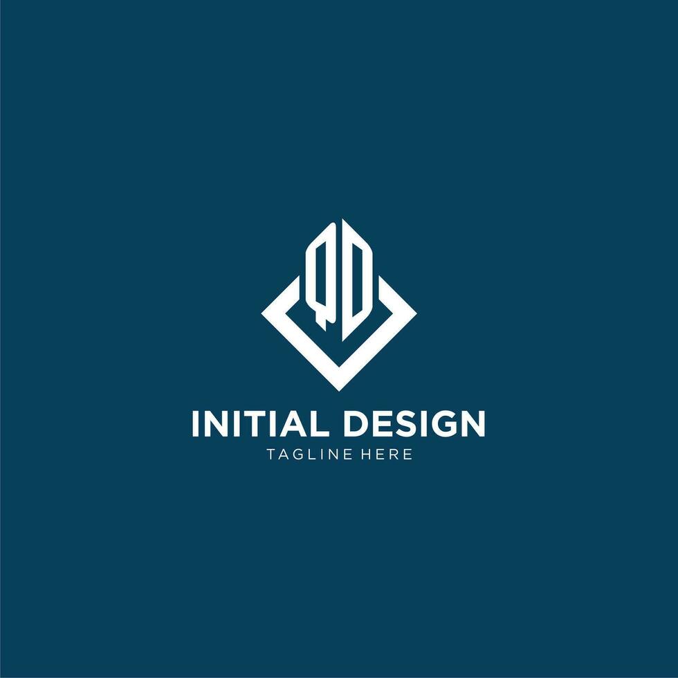 Initial QD logo square rhombus with lines, modern and elegant logo design vector