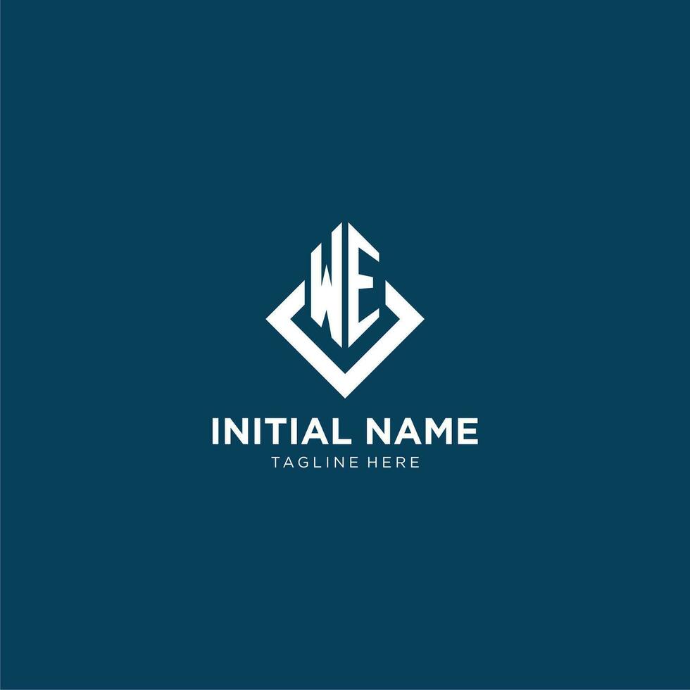 Initial WE logo square rhombus with lines, modern and elegant logo design vector