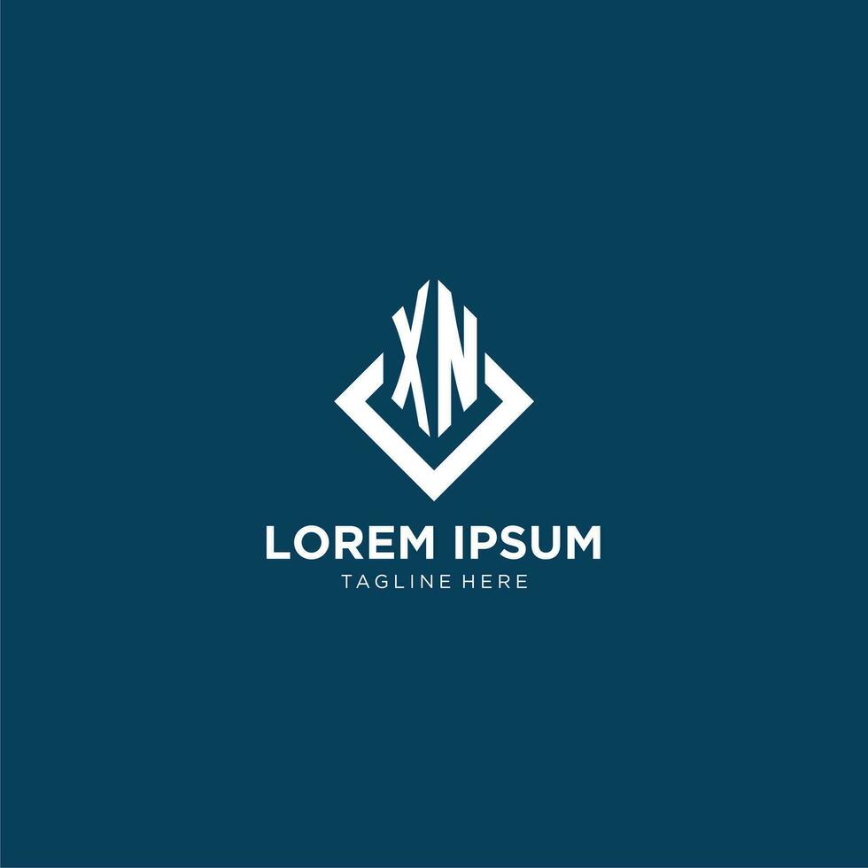 Initial XN logo square rhombus with lines, modern and elegant logo design vector