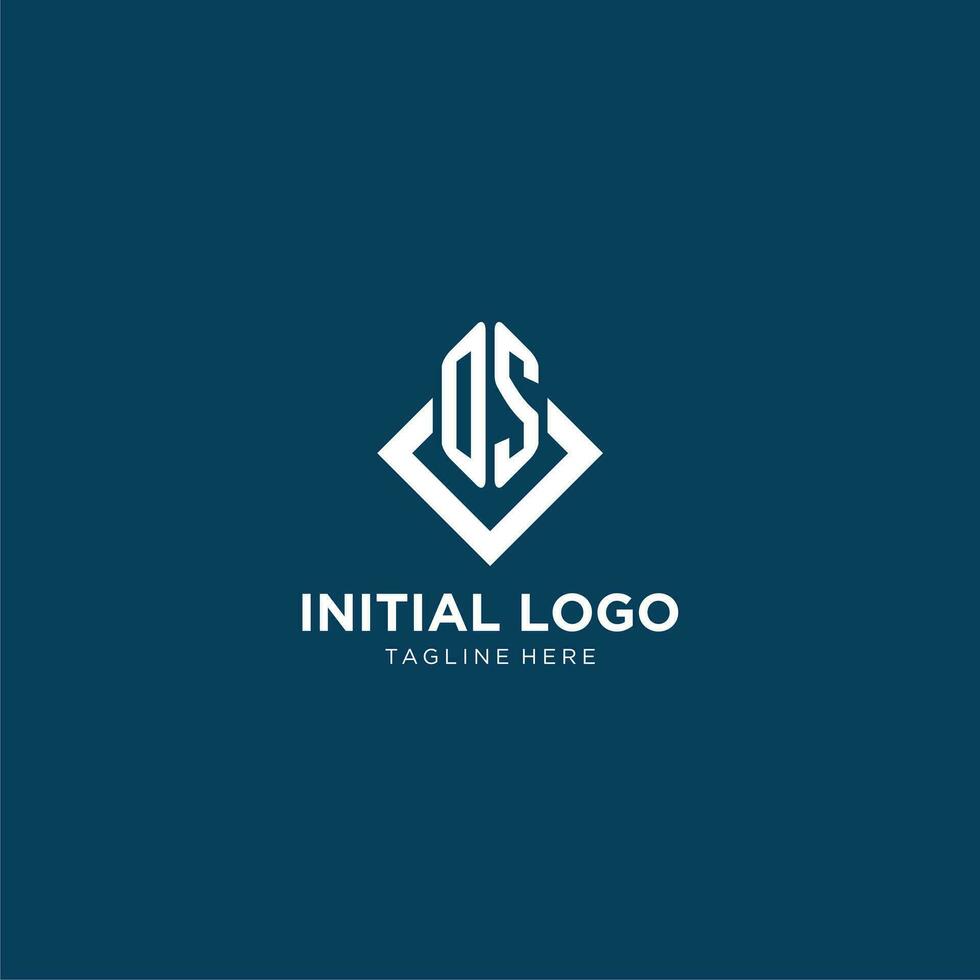 Initial OS logo square rhombus with lines, modern and elegant logo design vector