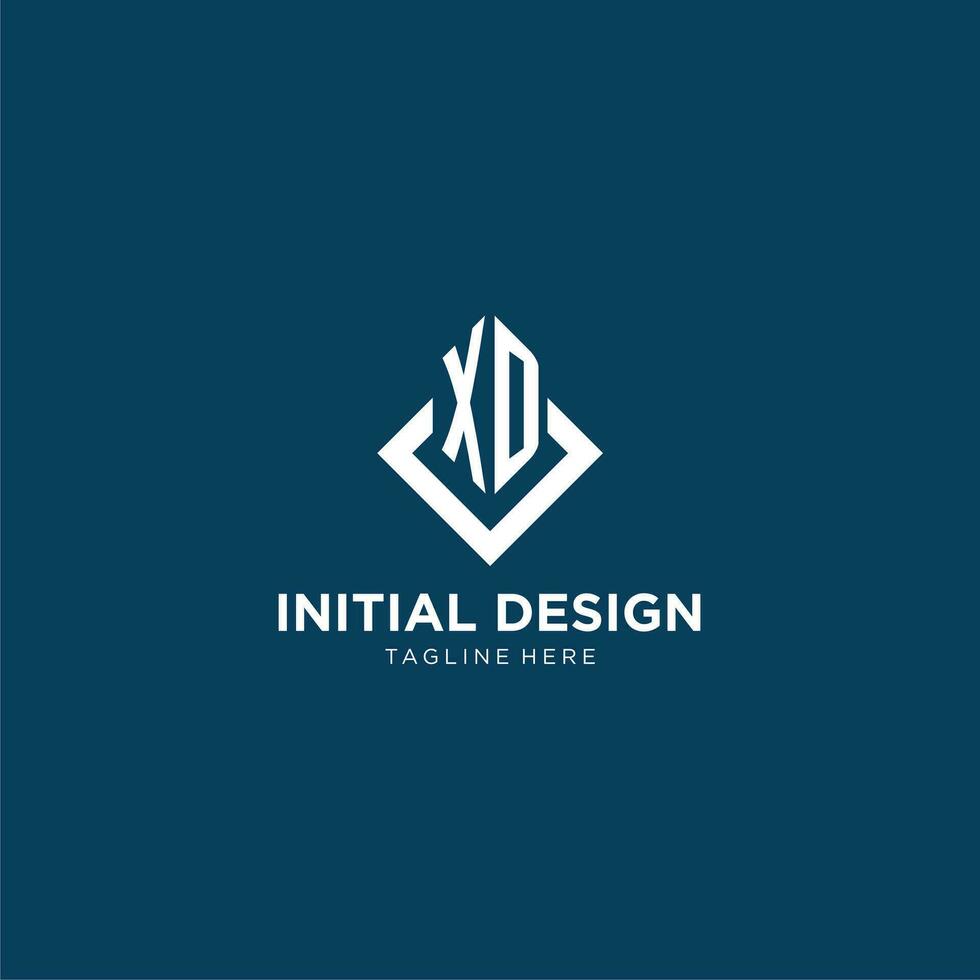Initial XD logo square rhombus with lines, modern and elegant logo design vector