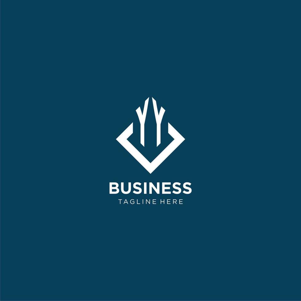 Initial YY logo square rhombus with lines, modern and elegant logo design vector