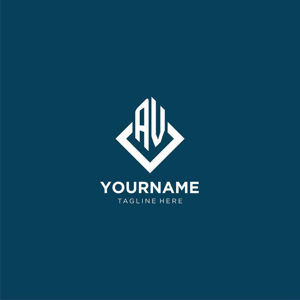 Initial AV logo square rhombus with lines, modern and elegant logo design vector