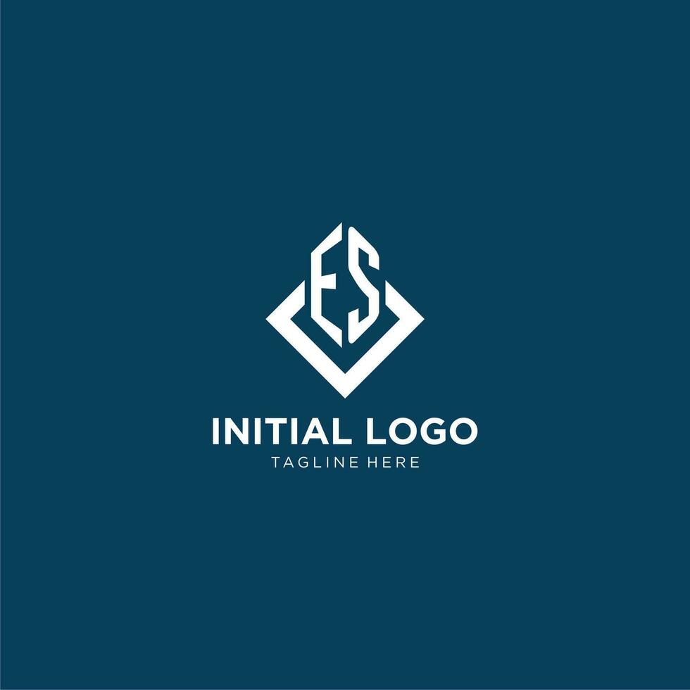 Initial ES logo square rhombus with lines, modern and elegant logo design vector