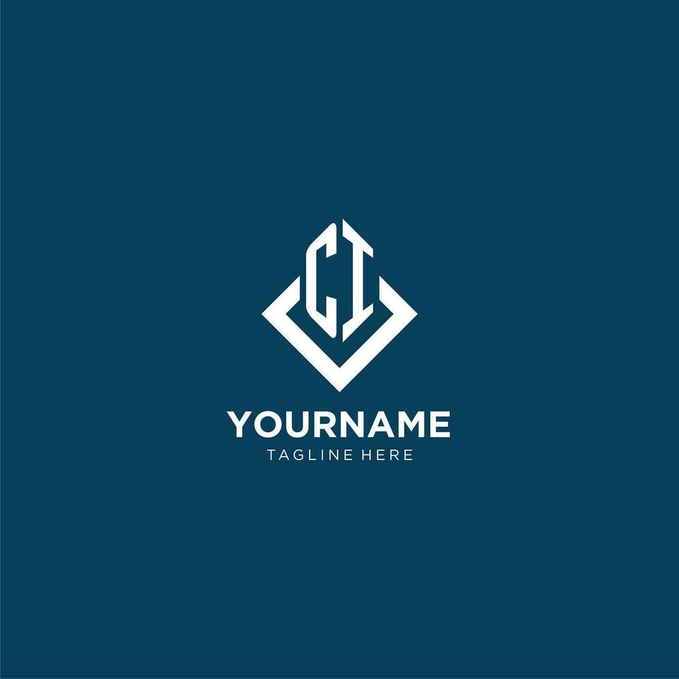 Initial CI logo square rhombus with lines, modern and elegant logo design vector