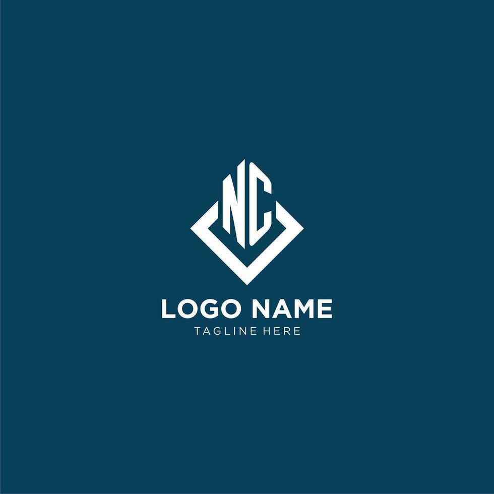 Initial NC logo square rhombus with lines, modern and elegant logo design vector