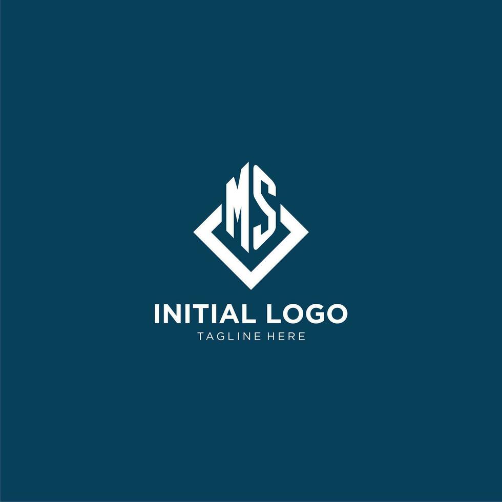 Initial MS logo square rhombus with lines, modern and elegant logo design vector
