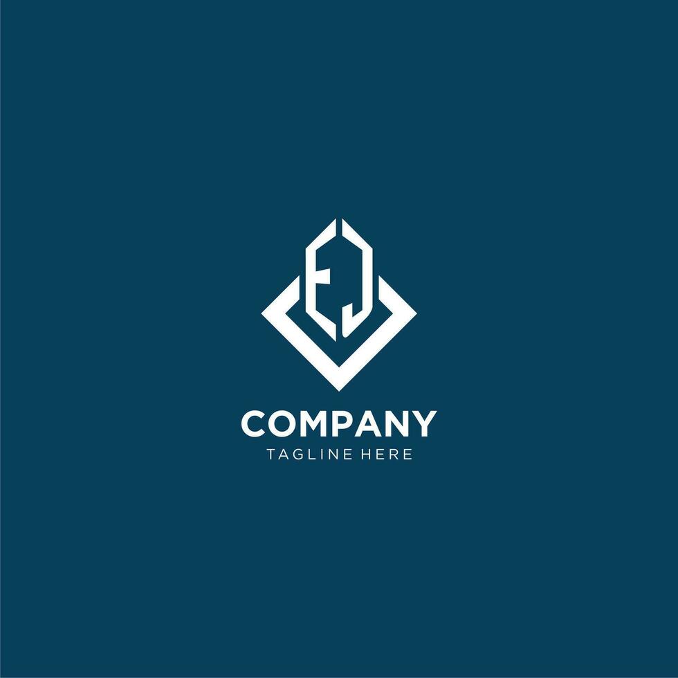 Initial EJ logo square rhombus with lines, modern and elegant logo design vector