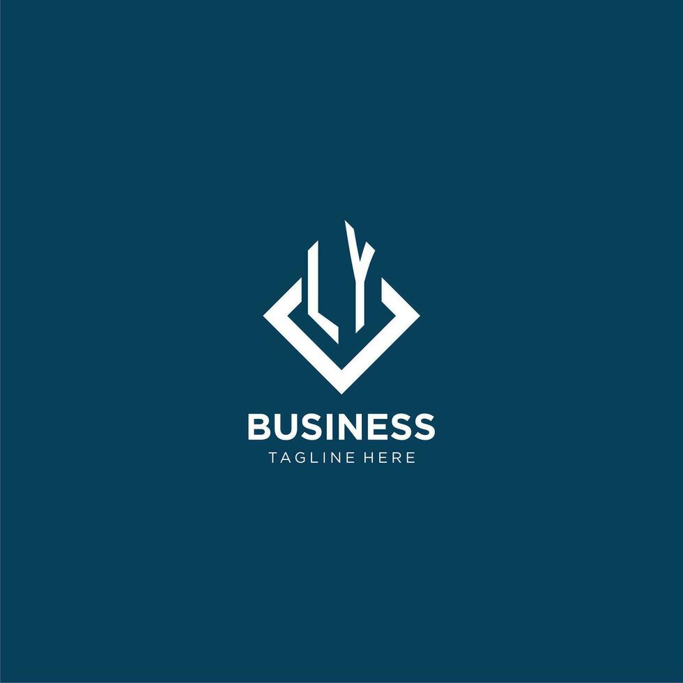 Initial LY logo square rhombus with lines, modern and elegant logo design vector