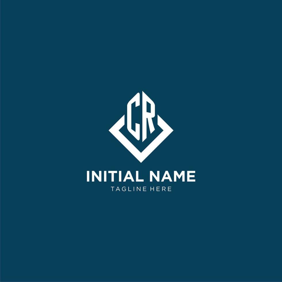 Initial CR logo square rhombus with lines, modern and elegant logo design vector