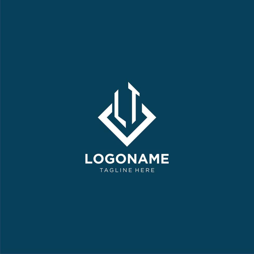 Initial LT logo square rhombus with lines, modern and elegant logo design vector