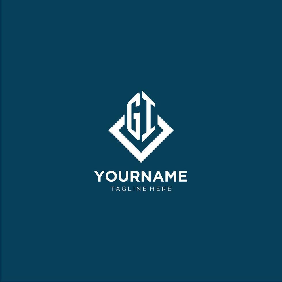 Initial GI logo square rhombus with lines, modern and elegant logo design vector