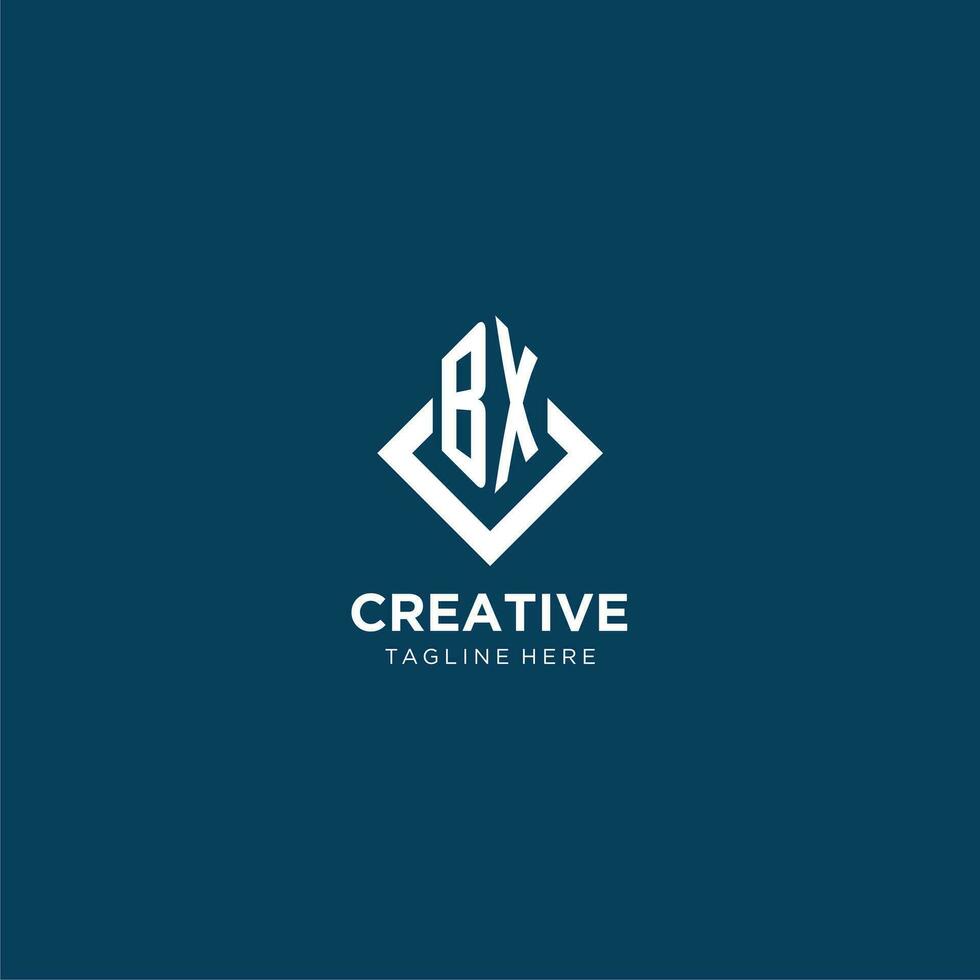 Initial BX logo square rhombus with lines, modern and elegant logo design vector