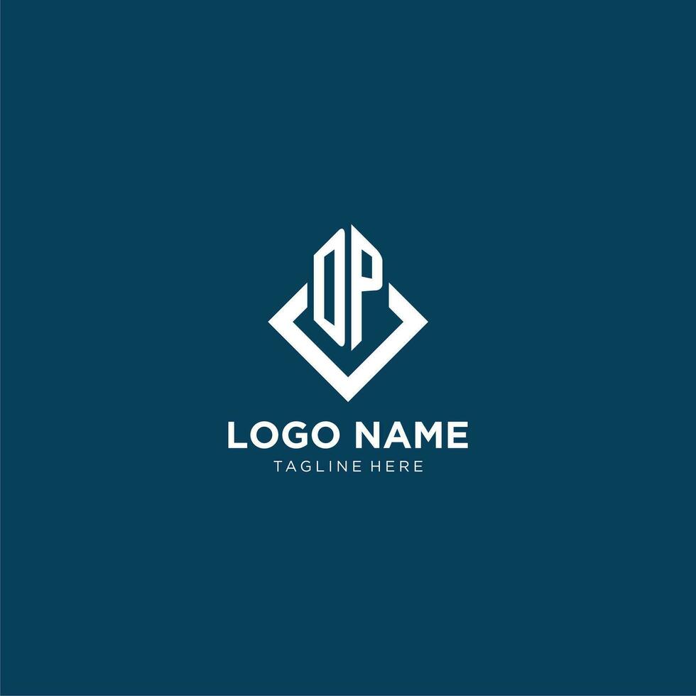 Initial DP logo square rhombus with lines, modern and elegant logo design vector